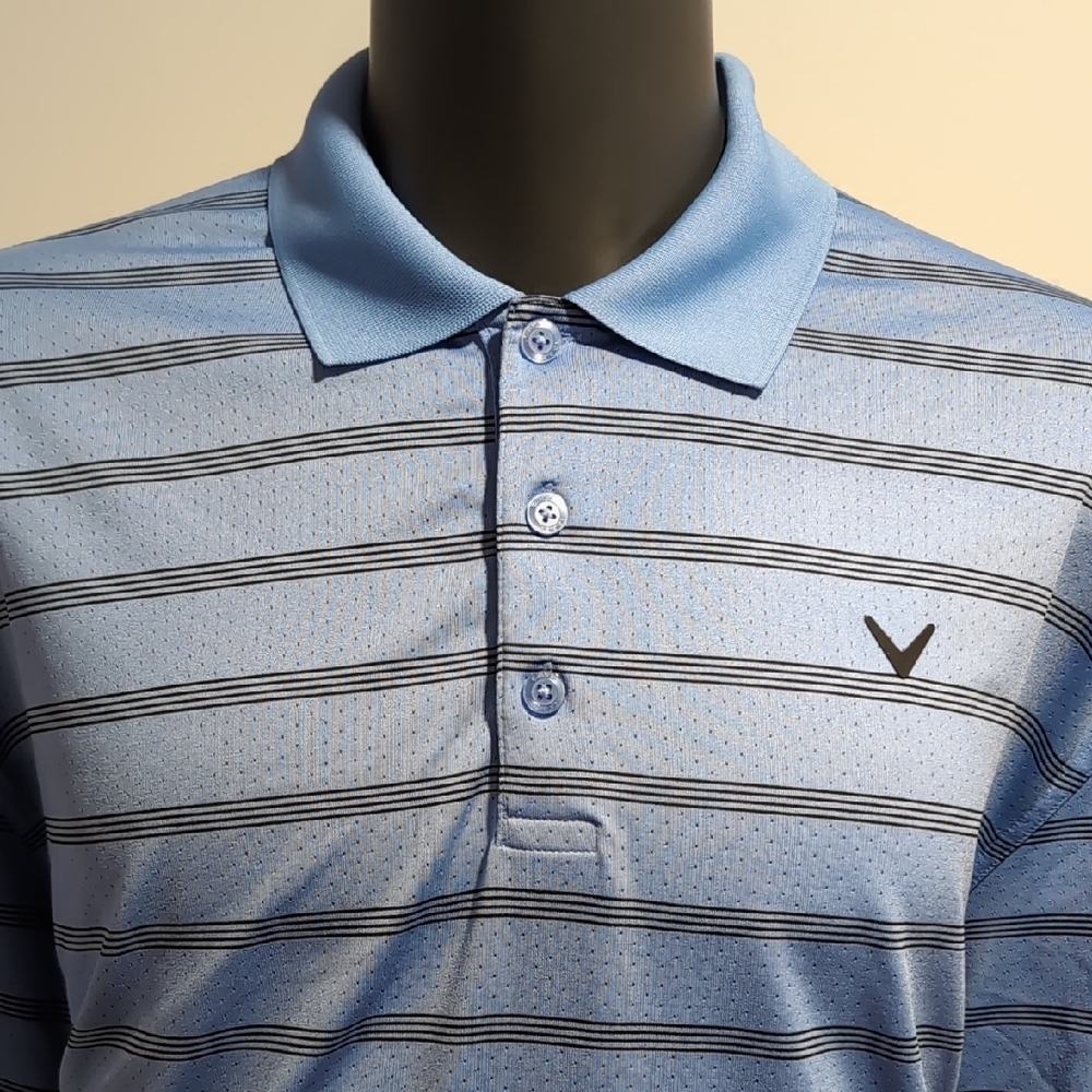 Callaway Blue Striped Golf Polo Shirt Size  XLT